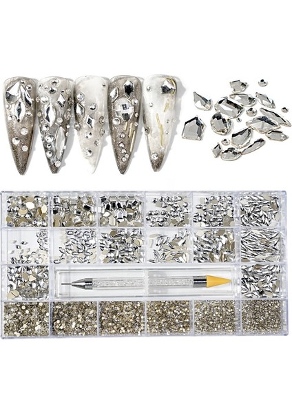 Ab Kristal Rhinestones Kutusu Çoklu Şekiller Cam Kristal Ab Rhinestones, 800 Parça Tırnak Elmas Kristalleri Ve 7200 Adet Rhinestone, 877 | Rhinestones Süslemeler (Yurt Dışından)