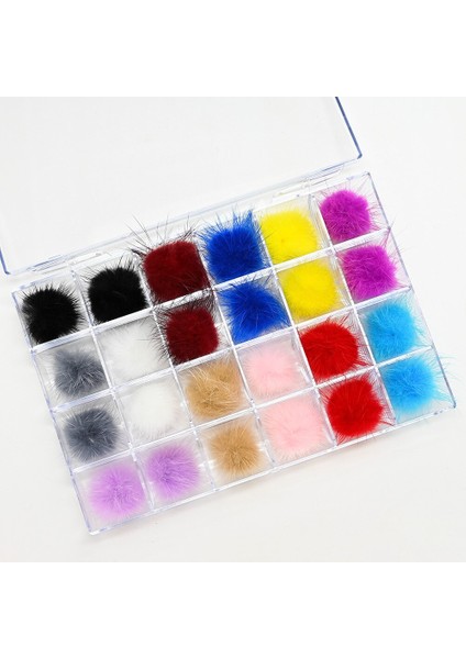 24 Adet Tırnak Manyetik Kürk Poms Kabarık Peluş Topu Çiviler 3D Yumuşak Pom Charms Kızlar Kadınlar Için Çiviler Art Renkli Ponpon Topu Charms * 1 P | Rhinestones Süslemeler