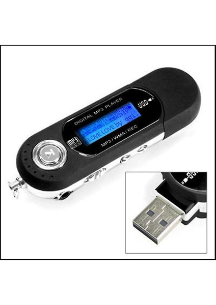 8 Gb Usb 2.0 Mini Lcd Flash Sürücü Mp3 Müzik Çalar Fm Radyo (Siyah) (Yurt Dışından)