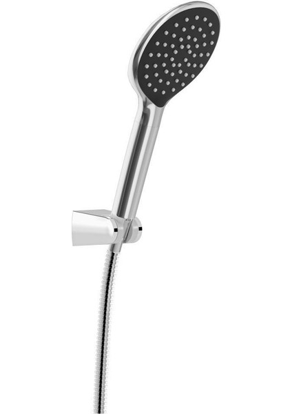 Deluxe Chrome Space Krom El Duşu Başlığı Siyah Yuvarlak VS-7050