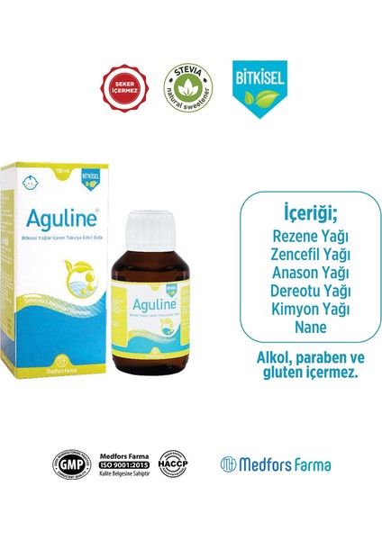 Bitkisel Gaz Şurubu 100 Ml - Rezene, Zencefil, Anason, Dereotu, ve Kimyon Yağları İçeren Şurup