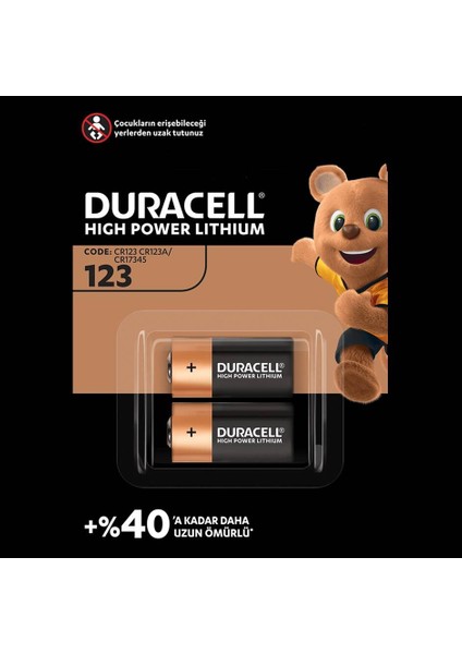 123 DL123AEL123A/CR123A/C17345 3V Lityum Pil 2li Ambalaj