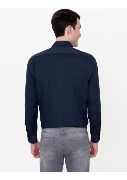 Erkek Lacivert Slim Fit Oxford Gömlek 50247117-VR033 fırsatları