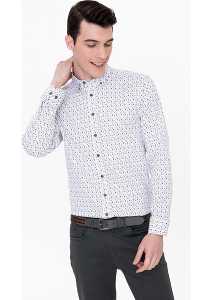 Erkek Haki Slim Fit Uzun Kollu Gömlek 50249764-VR027
