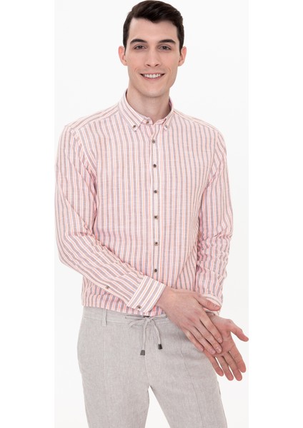 Erkek Açık Kahverengi Slim Fit Uzun Kollu Gömlek 50250522-VR002