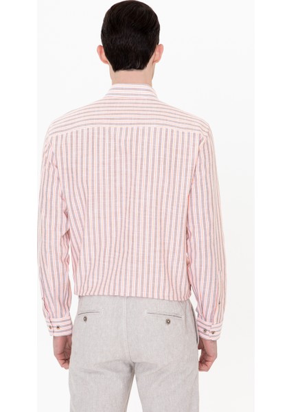Erkek Açık Kahverengi Slim Fit Uzun Kollu Gömlek 50250522-VR002