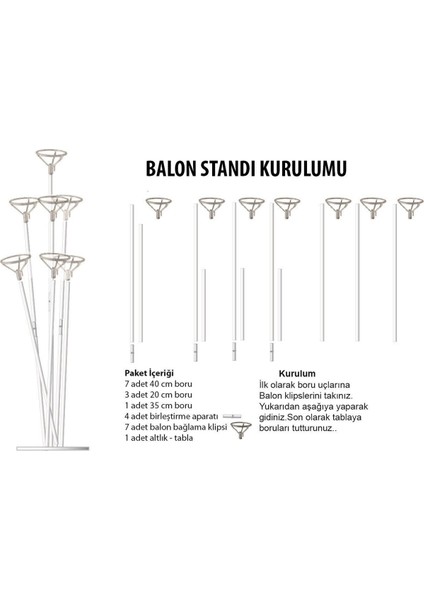 Metalik Sarı Ayaklı Balon Standı- 1 Adet