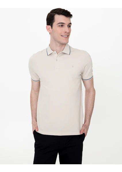 Pierre Cardin Erkek Taş Slim Fit Polo Yaka Basic Tişört 50252448-VR049