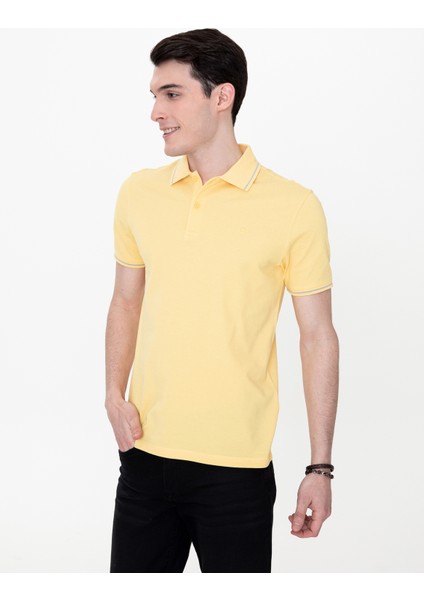 Pierre Cardin Erkek Sarı Slim Fit Polo Yaka Basic Tişört 50252448-VR044