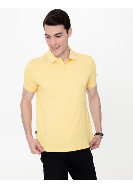 Pierre Cardin Erkek Sarı Slim Fit Polo Yaka Basic Tişört 50252448-VR044