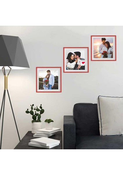 Yapışan Sök-Tak Kırmızı Kare Fotoğraf Çerçevesi 3'lü Paket fiyatları