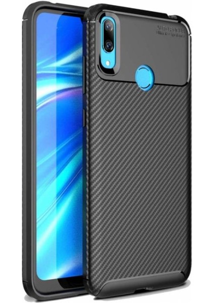 Huawei Y7 Prime 2019 Karbon Desenli Negro Silikon Kılıf