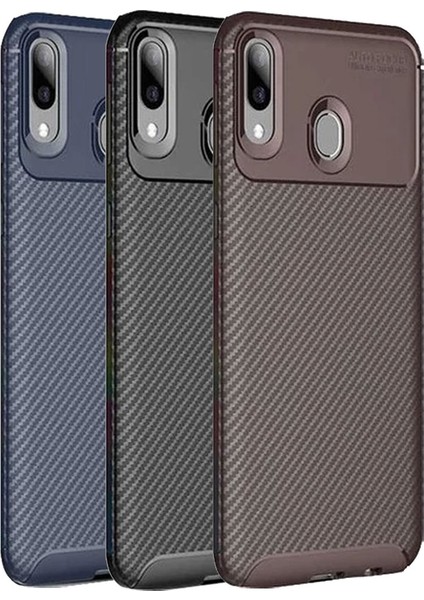 Huawei Y7 Prime 2019 Karbon Desenli Negro Silikon Kılıf