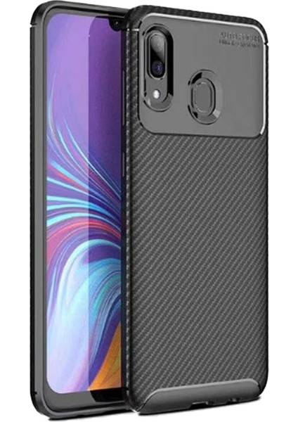 Samsung Galaxy A20 Kılıf Silikon Karbon Fit Neg