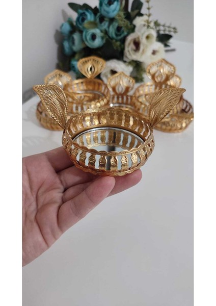 Gold Serisi Lüx Aynalı, Motifli Lokumluk, Çerezlik 6 Adet fiyatları