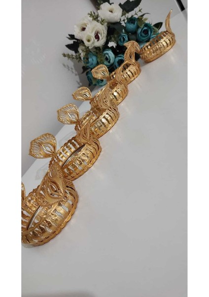 Gold Serisi Lüx Aynalı, Motifli Lokumluk, Çerezlik 6 Adet modelleri