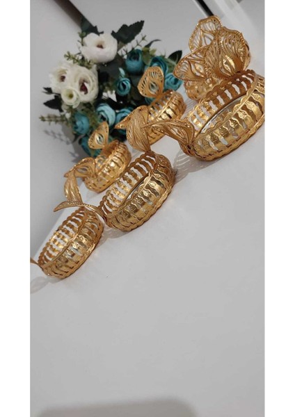 Gold Serisi Lüx Aynalı, Motifli Lokumluk, Çerezlik 6 Adet fırsatları