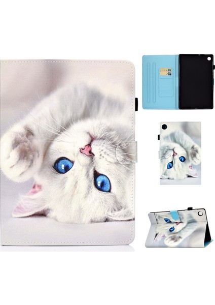 Lenovo Tab M10 Plus TB-X606F Için Kalem Kılıflı ve Kart Yuvalı ve Standlı Düz Deri Kılıf (Yurt Dışından)