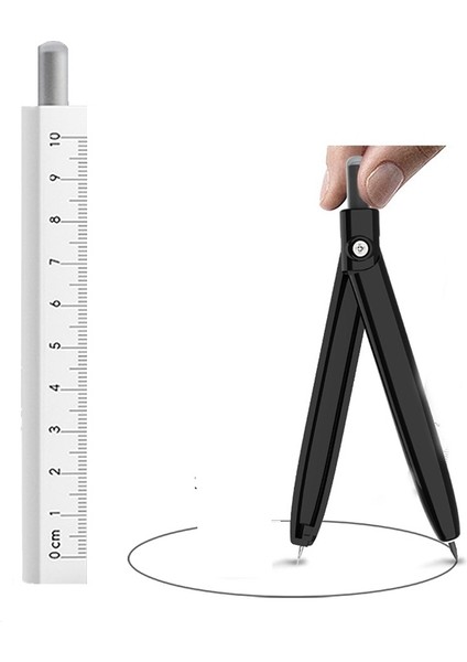 2 Adet Kalem Pusula Cetvel Seti -Beyaz (Yurt Dışından)