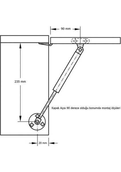 Gazlı Amortisör Piston Kalkar Dolap Kapakları Için 27 cm Beyaz 100 N