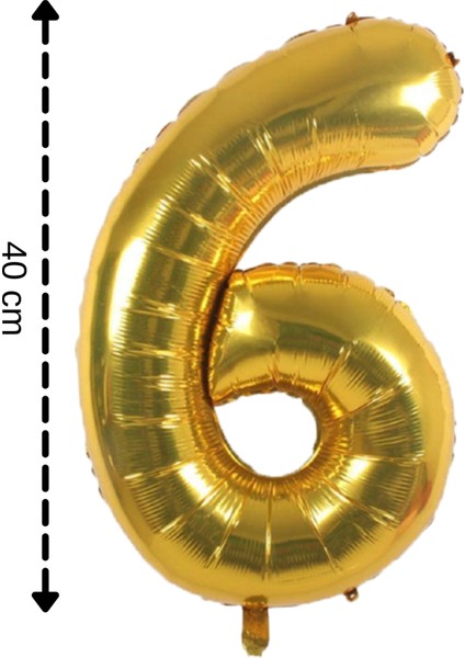 Folyo Balon 6 Rakamı Helyum Balon 40 cm