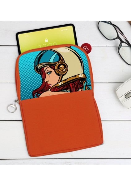 Gift Pop Art Tasarımlı Taşınabilir Koruyucu Tablet Kılıfı & Organizer Çanta - Turuncu-14