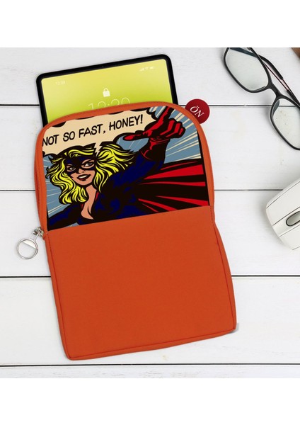 Gift Pop Art Tasarımlı Taşınabilir Koruyucu Tablet Kılıfı & Organizer Çanta - Turuncu-11