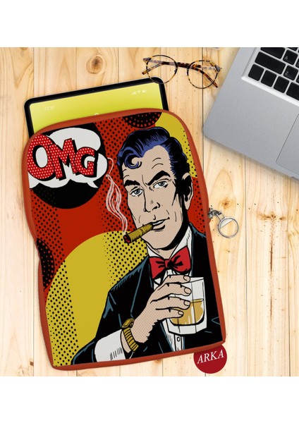 Gift Pop Art Tasarımlı Taşınabilir Koruyucu Tablet Kılıfı & Organizer Çanta - Turuncu-11