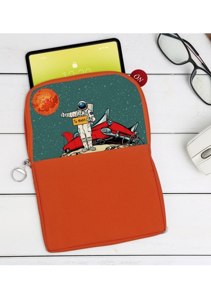 Gift Pop Art Tasarımlı Taşınabilir Koruyucu Tablet Kılıfı & Organizer Çanta - Turuncu-8