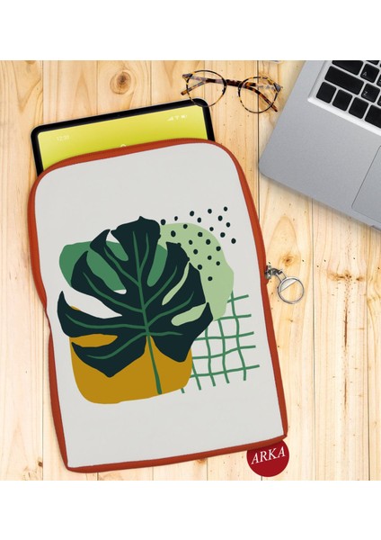 Gift Yaprak Tasarımlı Taşınabilir Koruyucu Tablet Kılıfı & Organizer Çanta - Turuncu-1 fiyatları