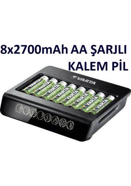 Şarjlı 2700 mAh AA Kalem Pil+ LCD Multi Plus 8li Aa/aaa Pil Şarj Cihazı MULTİ-8X2700