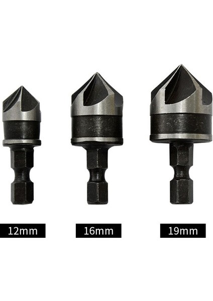 3 Adet Yuvarlak/hex Havşa Açma Matkap Seti Ahşap Metal Içın Değışım Matkap Ucu Araçları Altıgen Şaft Karbon Çelik (Yurt Dışından)