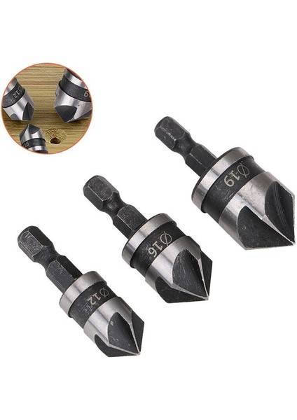 3 Adet Yuvarlak/hex Havşa Açma Matkap Seti Ahşap Metal Içın Değışım Matkap Ucu Araçları Altıgen Şaft Karbon Çelik (Yurt Dışından)