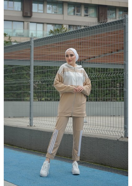Kapşonlu Ikili Eşofman Takımı TRN1016 Latte