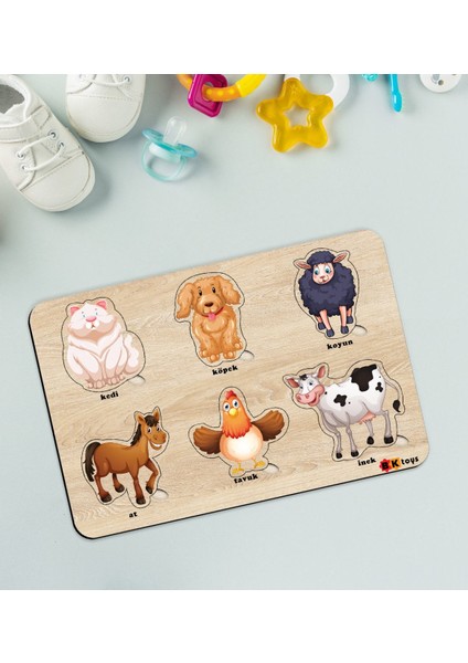 Toys Çocuklar Için Ahşap Figürlü Eğitici-Öğretici Yapboz Puzzle-8