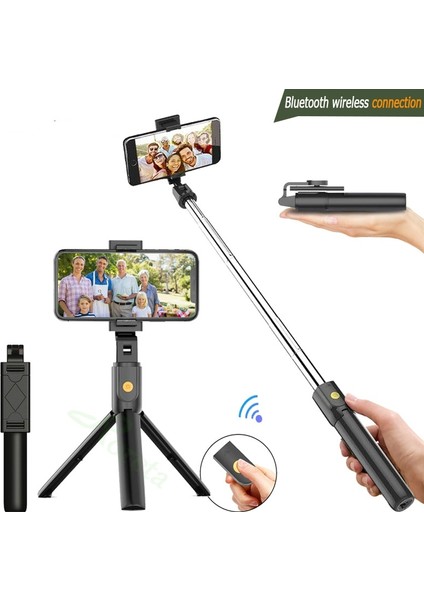 3'ü Kablosuz Bluetooth Uyumlu Selfie Çubuğu Katlanabilir Mini Tripod Ios Android Için Uzaktan Kumandalı Genişletilebilir Monopod