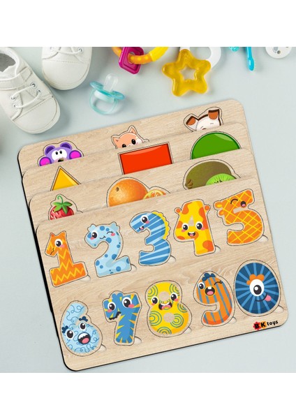 Toys Çocuklar Için 4’lü Ahşap Figürlü Eğitici-Öğretici Yapboz Puzzle-1 fiyatları