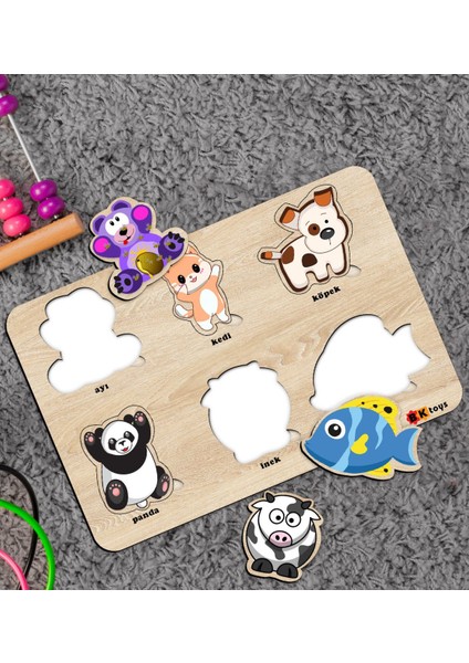 Toys Çocuklar Için 4’lü Ahşap Figürlü Eğitici-Öğretici Yapboz Puzzle-1 fırsatları