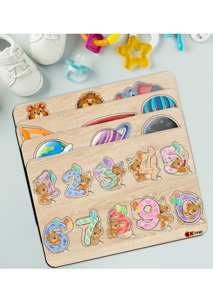 Toys Çocuklar Için 4’lü Ahşap Figürlü Eğitici-Öğretici Yapboz Puzzle-3 fiyatları