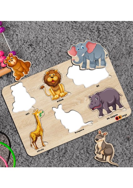 Toys Çocuklar Için 4’lü Ahşap Figürlü Eğitici-Öğretici Yapboz Puzzle-3 fırsatları