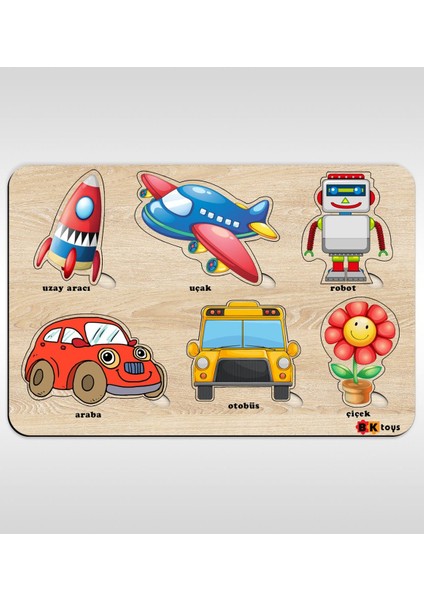 Toys Çocuklar Için Ahşap Figürlü Eğitici-Öğretici Yapboz Puzzle-7