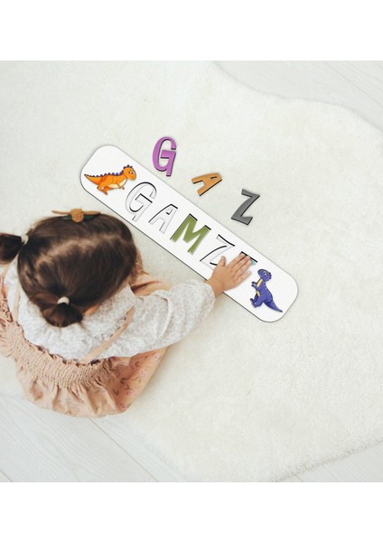 Toys Çocuklara Özel Isimli Ahşap Eğitici Yapboz Puzzle-12