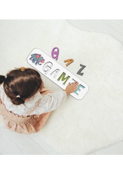 Toys Çocuklara Özel Isimli Figürlü Ahşap Eğitici Yapboz Puzzle-20