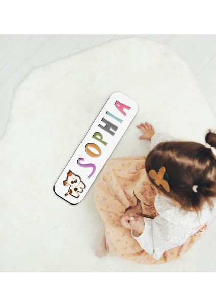 Toys Çocuklara Özel Isimli Figürlü Ahşap Eğitici Yapboz Puzzle-18