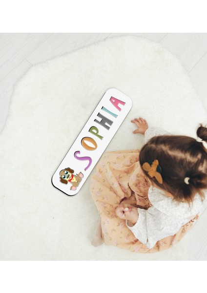 Toys Çocuklara Özel Isimli Figürlü Ahşap Eğitici Yapboz Puzzle-14