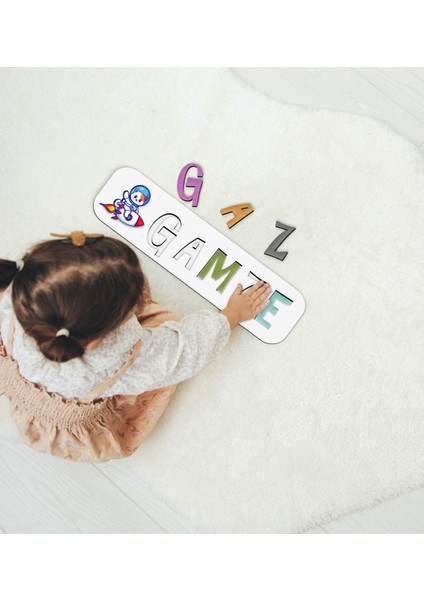Toys Çocuklara Özel Isimli Figürlü Ahşap Eğitici Yapboz Puzzle-12