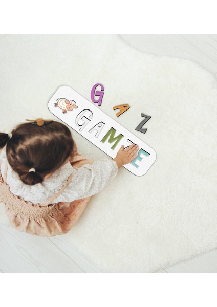 Toys Çocuklara Özel Isimli Figürlü Ahşap Eğitici Yapboz Puzzle-2