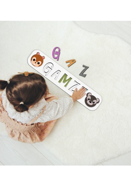 Toys Çocuklara Özel Isimli Ahşap Eğitici Yapboz Puzzle-15