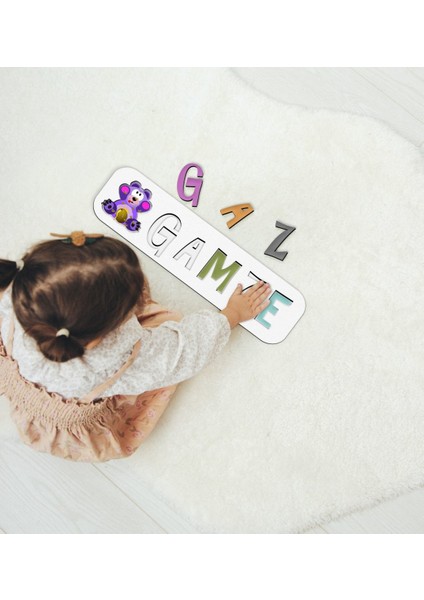 Toys Çocuklara Özel Isimli Figürlü Ahşap Eğitici Yapboz Puzzle-30