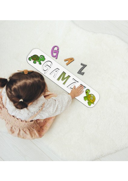 Toys Çocuklara Özel Isimli Ahşap Eğitici Yapboz Puzzle-14